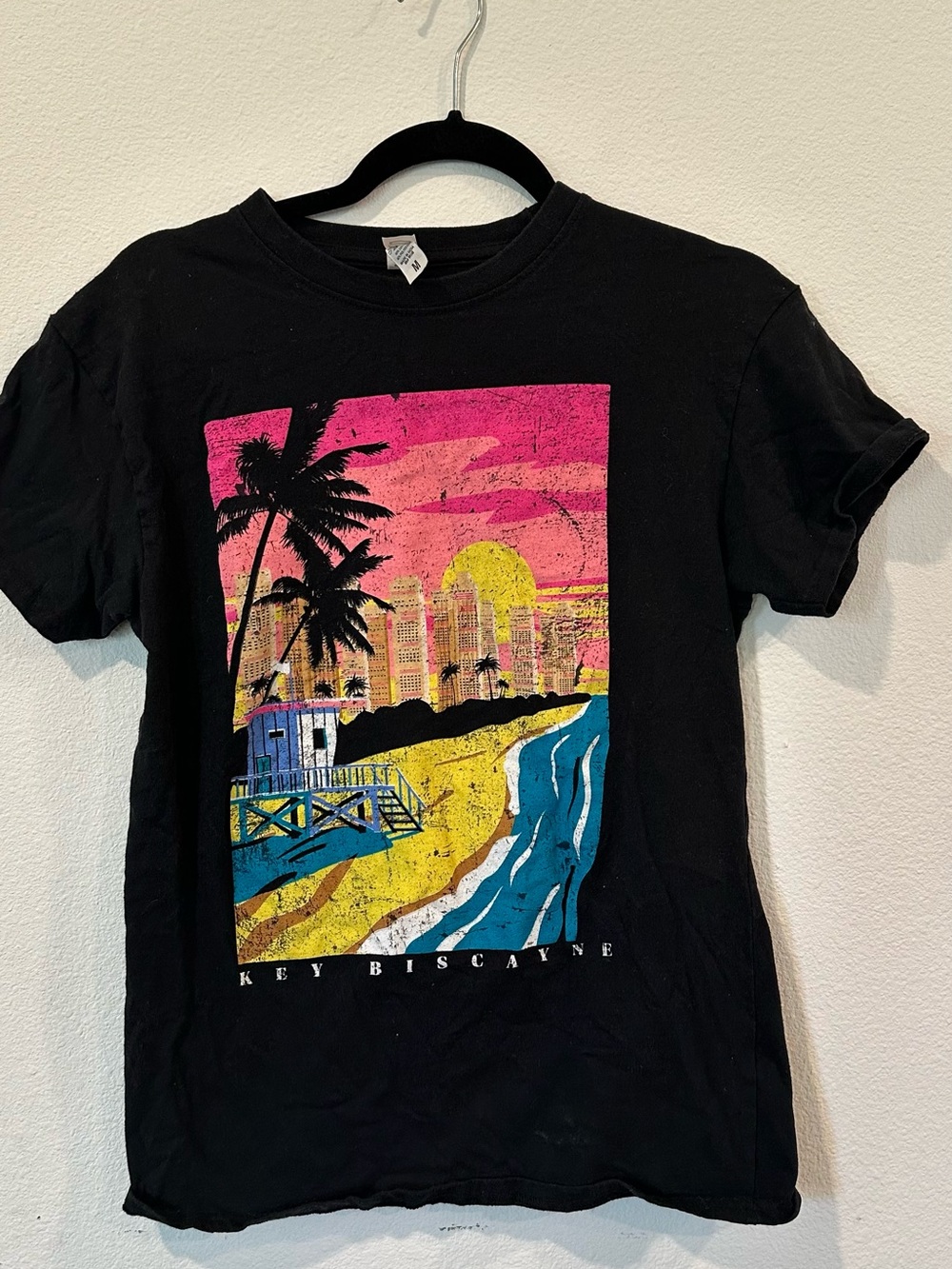 Graphic Beach Sunset Short Sleeve Tee - Black